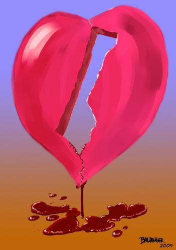 Cartoon: Broken Heart (medium) by dbaldinger tagged gaza,israel,war