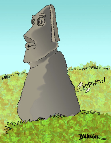 Cartoon: Easter Island Gas (medium) by dbaldinger tagged monuments,idols,sculpture,ancient,mysterious,easter,island,head