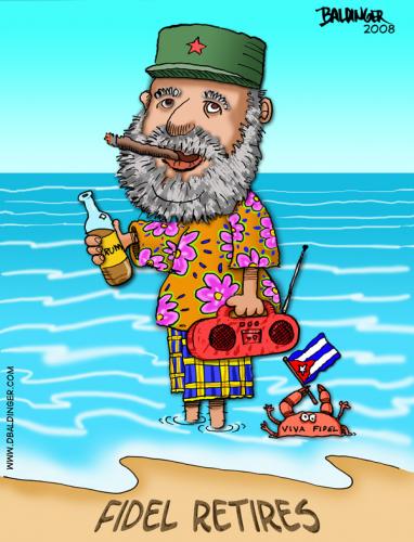 Cartoon: Fidel Retires (medium) by dbaldinger tagged fidel,castro,cuba,