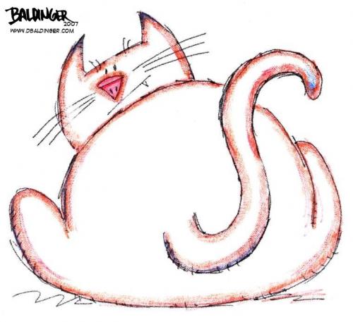 Cartoon: Kitty Rotundus (medium) by dbaldinger tagged cat,obese,pets,animals,