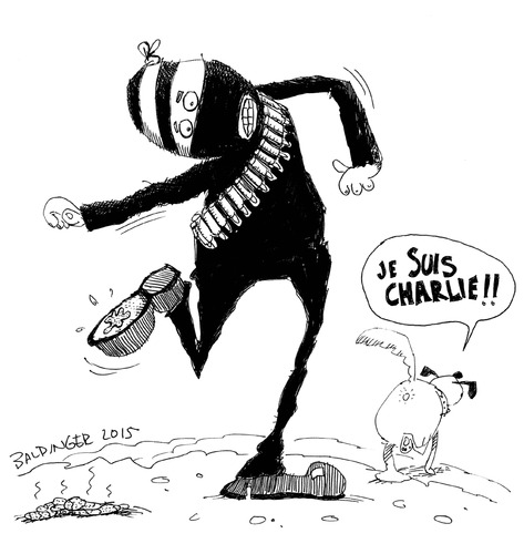 Cartoon: Now You Have Stepped In It (medium) by dbaldinger tagged charliehebdo,terrorism