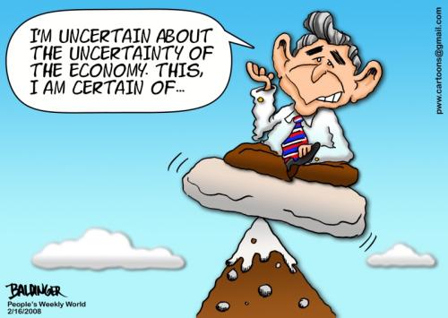 Cartoon: Uncertainty (medium) by dbaldinger tagged bush,usa,economy,