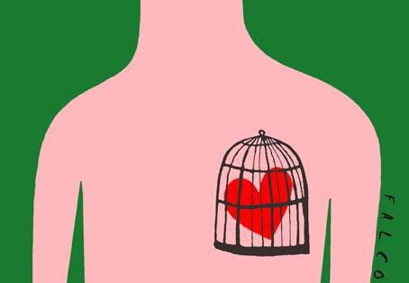 Cartoon: cage (medium) by alexfalcocartoons tagged cage,heart