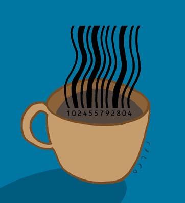 Cartoon: coffee codebars (medium) by alexfalcocartoons tagged coffee,codebars