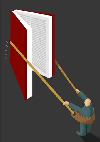Cartoon: deepreader (medium) by alexfalcocartoons tagged deepreader