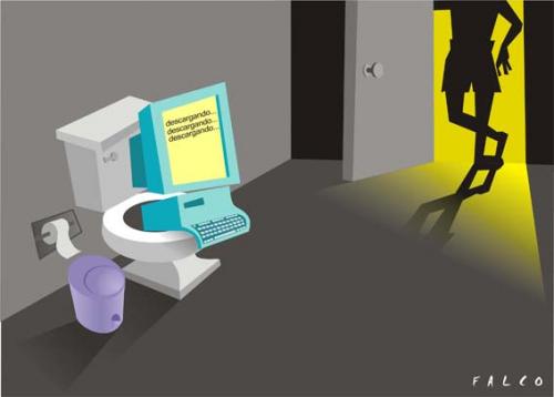 Cartoon: downloading (medium) by alexfalcocartoons tagged downloading,computer,bathroom,