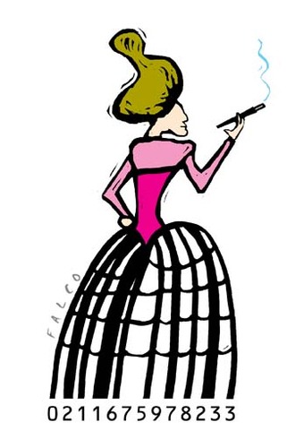 Cartoon: ladycodebars (medium) by alexfalcocartoons tagged ladycodebars