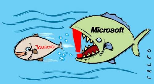 Cartoon: Microsoft went to shop (medium) by alexfalcocartoons tagged microsoft,coomercial,yahoo,