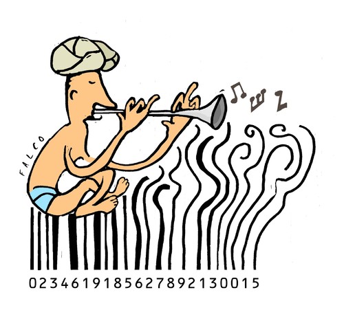 Cartoon: musicalcodebars (medium) by alexfalcocartoons tagged musicalcodebars