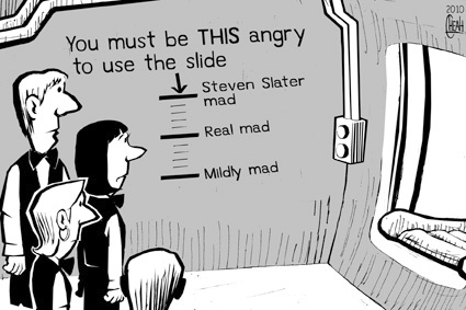 Cartoon: Air steward slide (medium) by sinann tagged air,steward,steven,slater,plane,slide