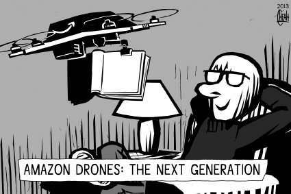 Cartoon: Amazon drone (medium) by sinann tagged amazon,drone,next,generation,book
