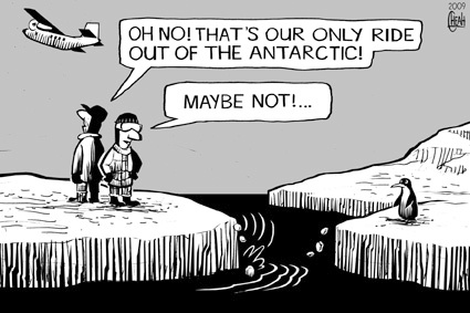 Cartoon: Antarctic ride (medium) by sinann tagged antarctic,iceberg,breakoff