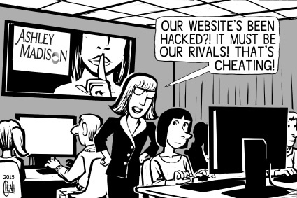 Cartoon: Ashley Madison hacked (medium) by sinann tagged ashley,madison,hacked,cheat