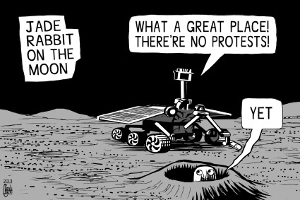 Cartoon: China Moon Rover (medium) by sinann tagged china,jade,rabbit,moon,rover,mission