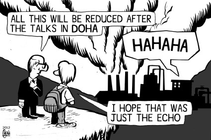 Cartoon: Doha Climate Conference 2012 (medium) by sinann tagged doha,climate,change,talks,laugh,pollution
