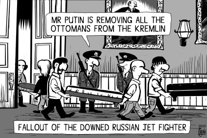 Cartoon: Downed Russian jet (medium) by sinann tagged downed,russian,jet,fighter,turkey,putin