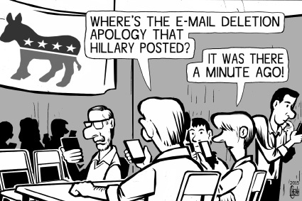 Cartoon: Hillary apology (medium) by sinann tagged hillary,clinton,apology,email,scandal,fiasco