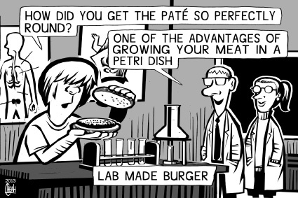 Cartoon: Lab made burger (medium) by sinann tagged lab,burger,meat,test,tube