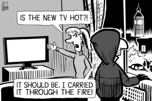 Cartoon: London loot (medium) by sinann tagged fire,hot,tv,new,loot,london