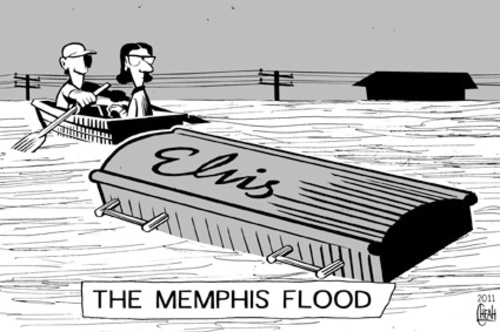 Cartoon: Memphis flood (medium) by sinann tagged memphis,flood,elvis,presley,casket,coffin