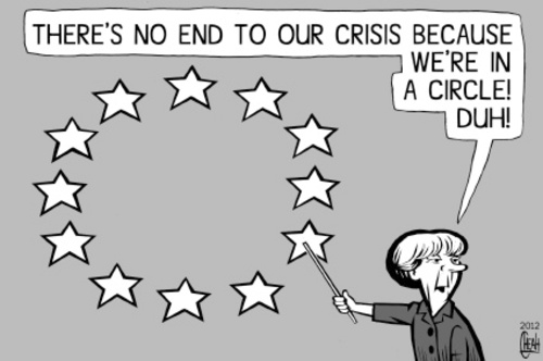 Cartoon: Merkel circle (medium) by sinann tagged angela,merkel,eu,european,union,crisis,germany