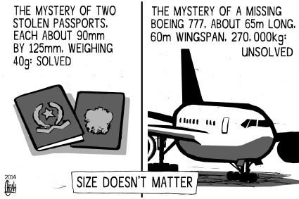 Cartoon: Missing Boeing 777 (medium) by sinann tagged boeing,777,mystery,stolen,passports