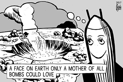 Cartoon: Mother Of All Bombs (medium) by sinann tagged mother,of,all,bombs,moab,face,earth,crater