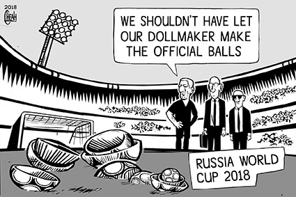 Cartoon: Russian World Cup 2018 (medium) by sinann tagged russia,world,cup,2018,footballs,dolls,dollmaker