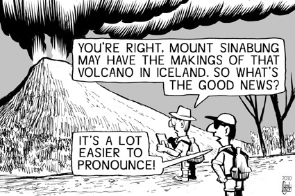 Cartoon: Sinabung volcano (medium) by sinann tagged mount,sinabung,eruption,iceland,ash,volcano