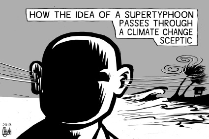 Cartoon: Supertyphoon sceptic (medium) by sinann tagged typhoon,supertyphoon,sceptic,climate,change