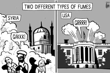 Cartoon: Syria fumes (medium) by sinann tagged syria,usa,chemical,toxic,fumes,gas,attack