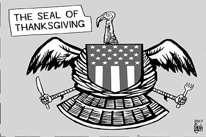Cartoon: Thanksgiving seal (medium) by sinann tagged thanksgiving,america,seal,united,states