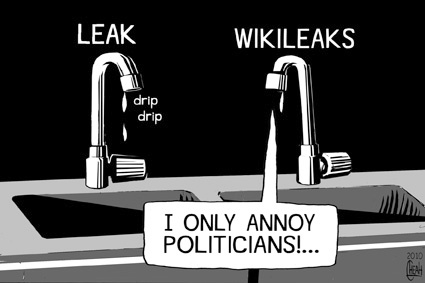 Cartoon: Wikileaks (medium) by sinann tagged wikileaks,faucet,drip,politicians,annoy