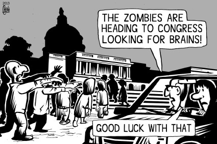 Cartoon: Zombies and US Congress (medium) by sinann tagged zombies,us,congress,brains,halloween