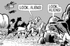 Cartoon: Cowboy aliens (small) by sinann tagged cowboys,aliens,american,indians