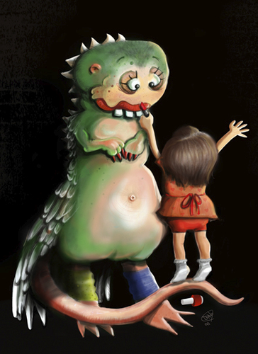 Cartoon: My cute monster (medium) by taravat niki tagged love,monster,children,animal,friendship