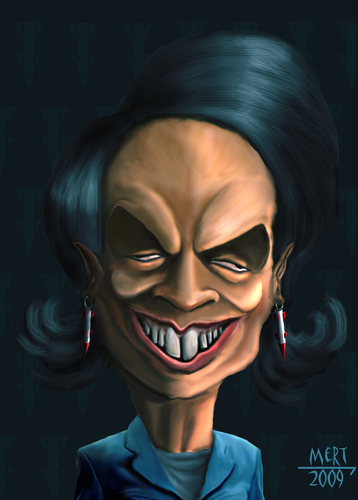 Cartoon: CONDOLEEZZA_RICE_2 (medium) by MERT_GURKAN tagged politics,usa,portrait,caricature