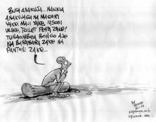Cartoon: president Bush visit to Tanzania (medium) by kipanya tagged the,coming,of,bush,to,tz,