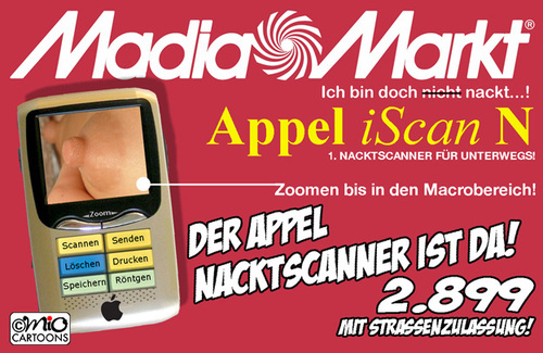 Cartoon: NACKTSCANNER (medium) by MiO tagged körperscanner,bodyscanner,mio,nacktscanner