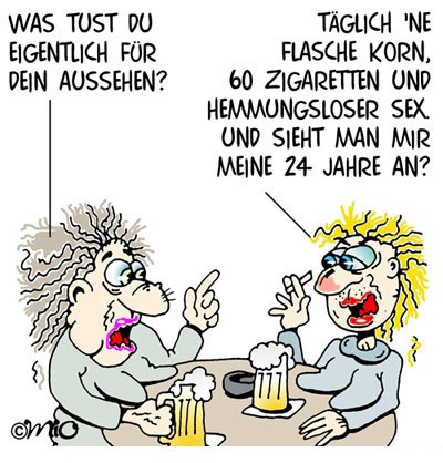 Cartoon: Schönheitswahn. (medium) by MiO tagged schönheitswahn,mio,rauchen,trinken