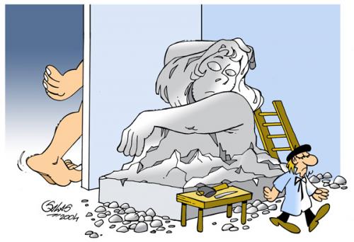 Cartoon: The model (medium) by Salas tagged sculptor,art,stone,model,