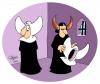 Cartoon: Nuns (small) by Salas tagged nun,devil,surprise,