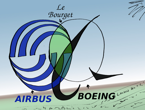 Cartoon: Airbus Boeing Bourget Venn (medium) by BinaryOptions tagged optionsclick,option,binaire,options,binaires,trade,trader,trading,bourget,airbus,boeing,caricature,comique,webcomic,avion,aviation,avions,aerien,nouvelles,actualites,infos,news,boursier,financier,contrats,affaires,editoriale