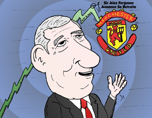 Cartoon: Alex Ferguson caricature (medium) by BinaryOptions tagged boursier,bourse,sport,trading,trader,trade,binaire,option,optionsclick,binaires,options,actualites,nouvelles,infos,news,nyse,stock,annonce,retraite,manager,football,ferguson,alex,united,manchester