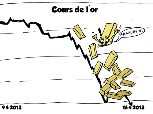 Cartoon: Baisse en or caricature (medium) by BinaryOptions tagged or,lingots,valeur,chute,prix,baisse,option,binaire,options,binaires,trade,optionsclick,caricature,economie,economique,nouvelles,affaires,financier