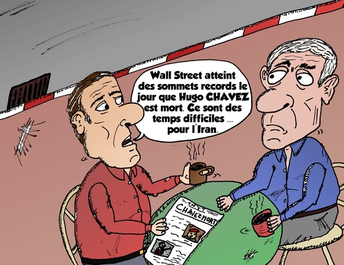 Cartoon: Chavez Wall Street et Iran en BD (medium) by BinaryOptions tagged options,binaires,optionsclick,iran,wall,street,dow,jones,djia,hugo,chavez,news,actualites,infos,nouvelles,finances,bourse,bourses,comique,webcomic,option,binaire