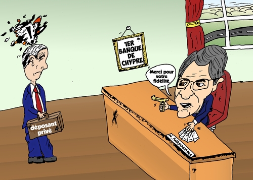 Cartoon: Crise en Chypre Comique (medium) by BinaryOptions tagged option,binaire,binaires,news,infos,nouvelles,actualites,optionsclick,banque,banques,chypre,nicos,anastasiades,financier,boursier,economique,dessin,comique,webcomic,caricature