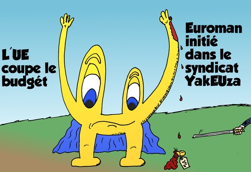 Cartoon: Euroman couper par le budget UE (medium) by BinaryOptions tagged binaire,option,commerciale,options,binaires,trader,forex,trading,euro,europe,european,union,euroman,budget,coupe,coupes,saignements,optionsclick,economie,financiere,nouvelles,actualite,news,infos,caricature,comique,webcomic