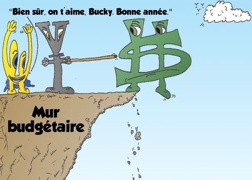 Cartoon: Euroman et Yen poussent Bucky (medium) by BinaryOptions tagged comique,mur,budgetaire,finances,optionsclick,euro,eur,usd,jpy,yen,euroman,bucky,caricature,trading,tradez,trader,options,binaires,binaire,option