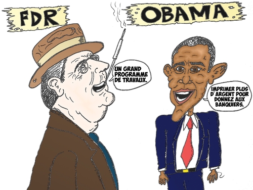 Cartoon: fdr et obama en caricature (medium) by BinaryOptions tagged option,binaire,options,binaires,optionsclick,tradez,trader,trading,fdr,roosevelt,obama,caricature,dessin,comique,financier,boursier,economique,solutions,news,infos,nouvelles,actualites